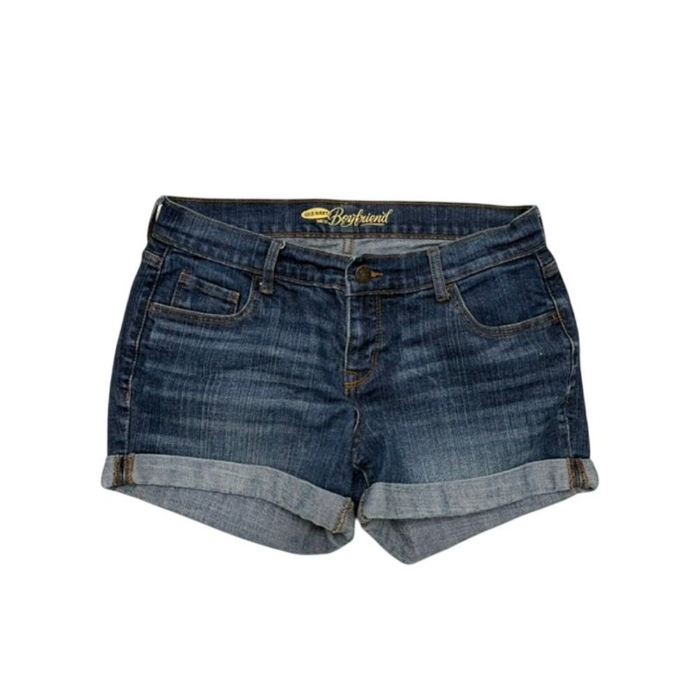 OLD NAVY The Boyfriend Dark Wash Cuff Shorts | 4